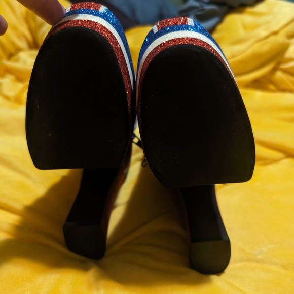Jeffrey Campbell Spice it glitter union jack booties. Size 5 spice girls ginger - Picture 2 of 3